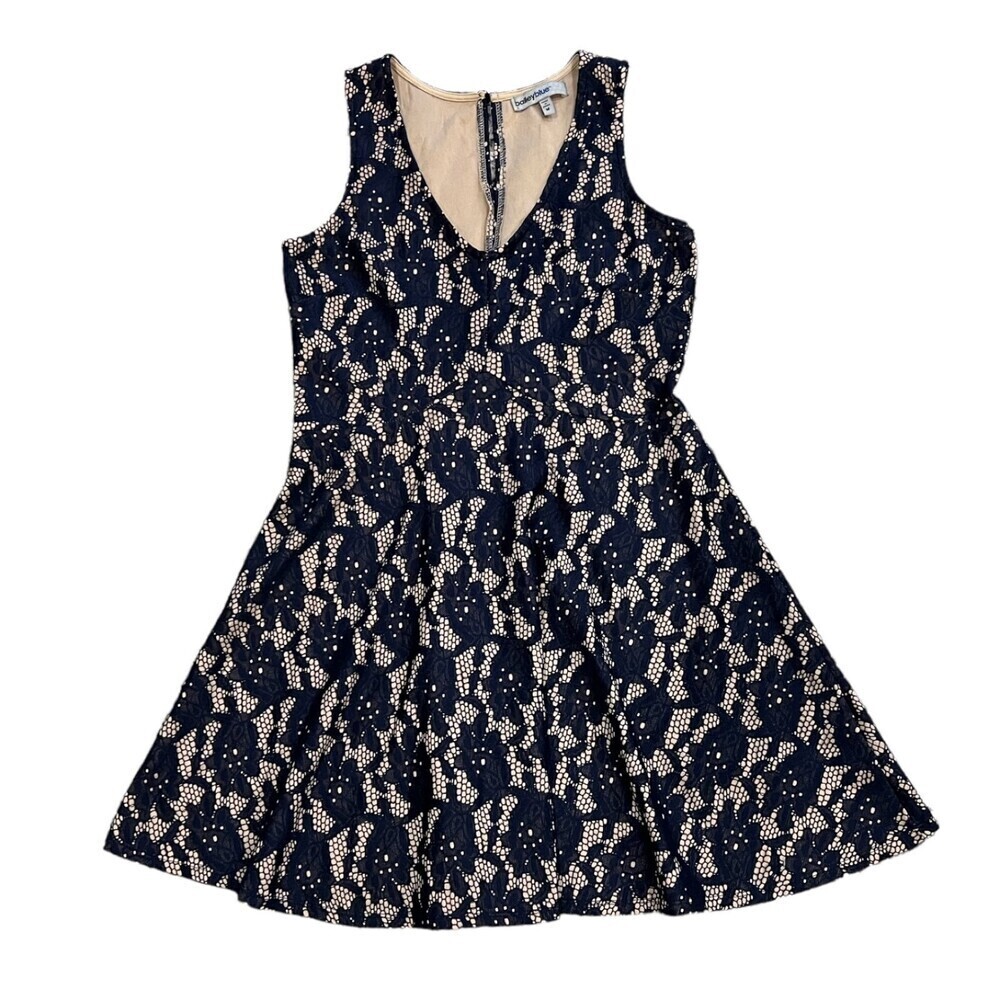 Bailey Blue Sleeveless Lace Fit And Flare Dress M